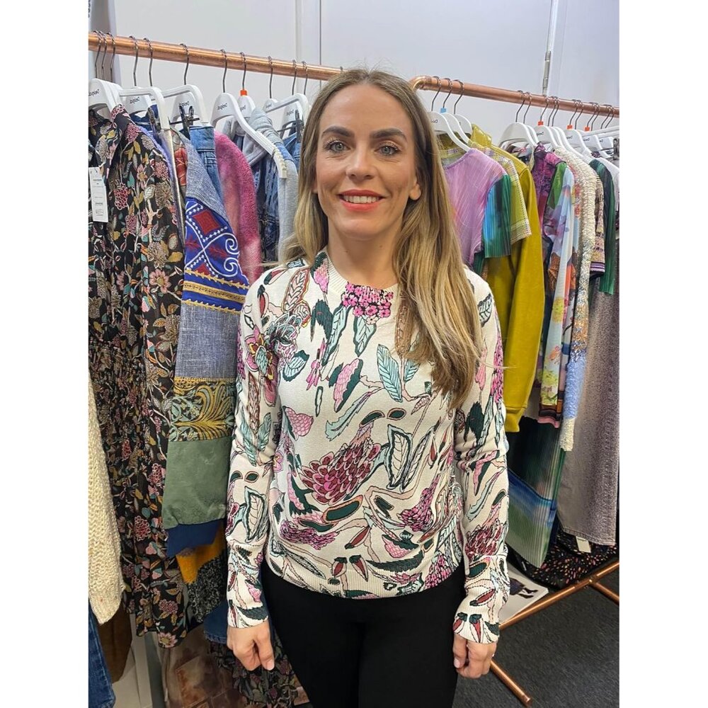 Women's Geometric Patchwork Pullover Recycled Vis… - image 2